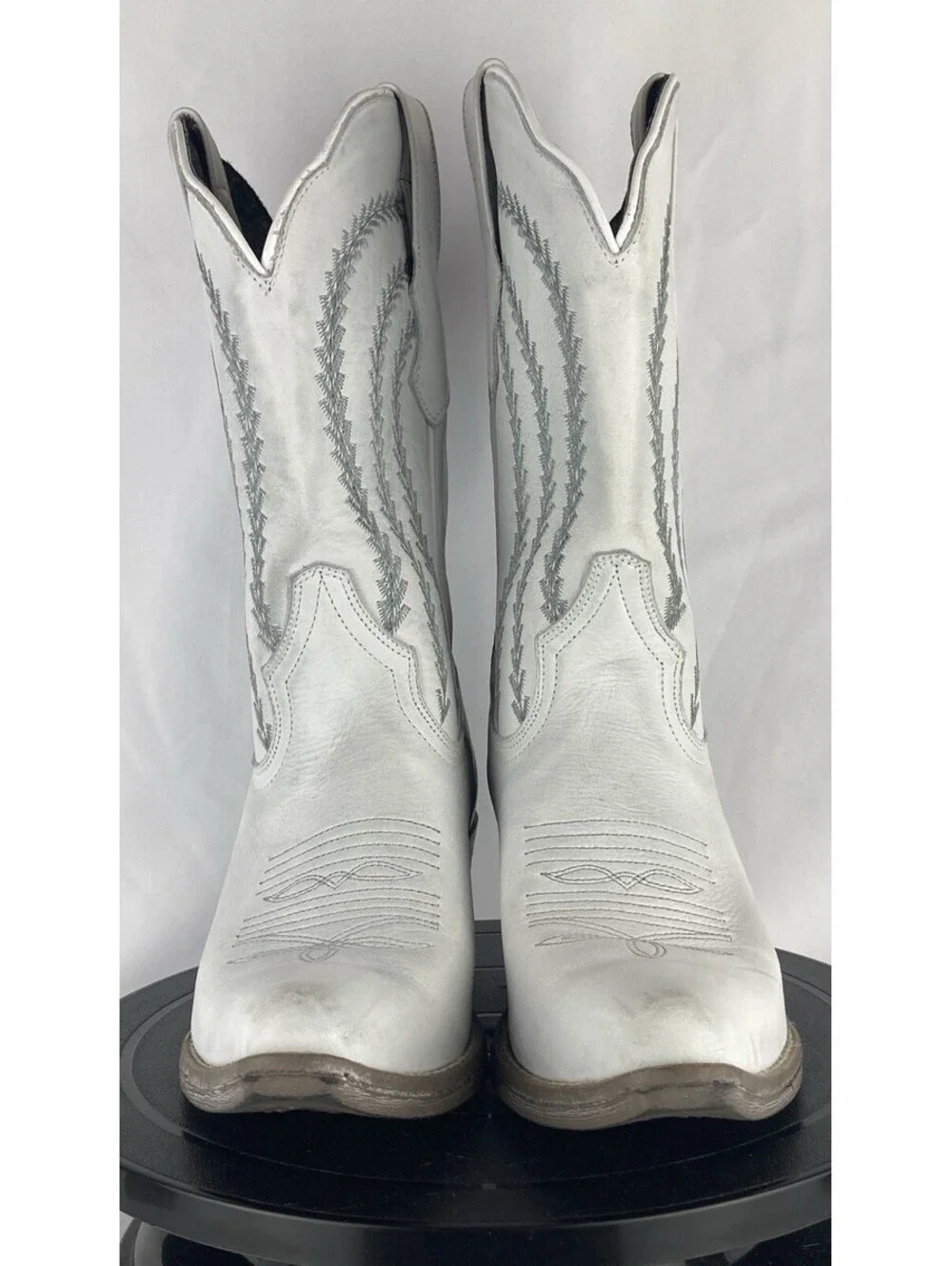 Women’s Size 8 Sterling River White Leather Western Cowboy Boots Pointed Toe